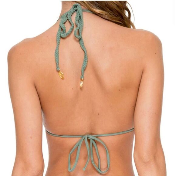 Luli Fama Cosita Buena XS Bikini Olive Cheeky Bottom Triangle Top - Picture 14 of 14